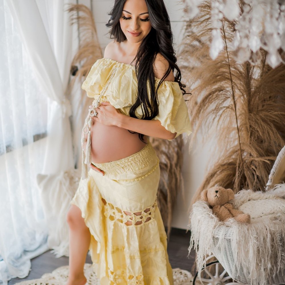 Laurie and Joe Paris Two piece pastel yellow boho set
